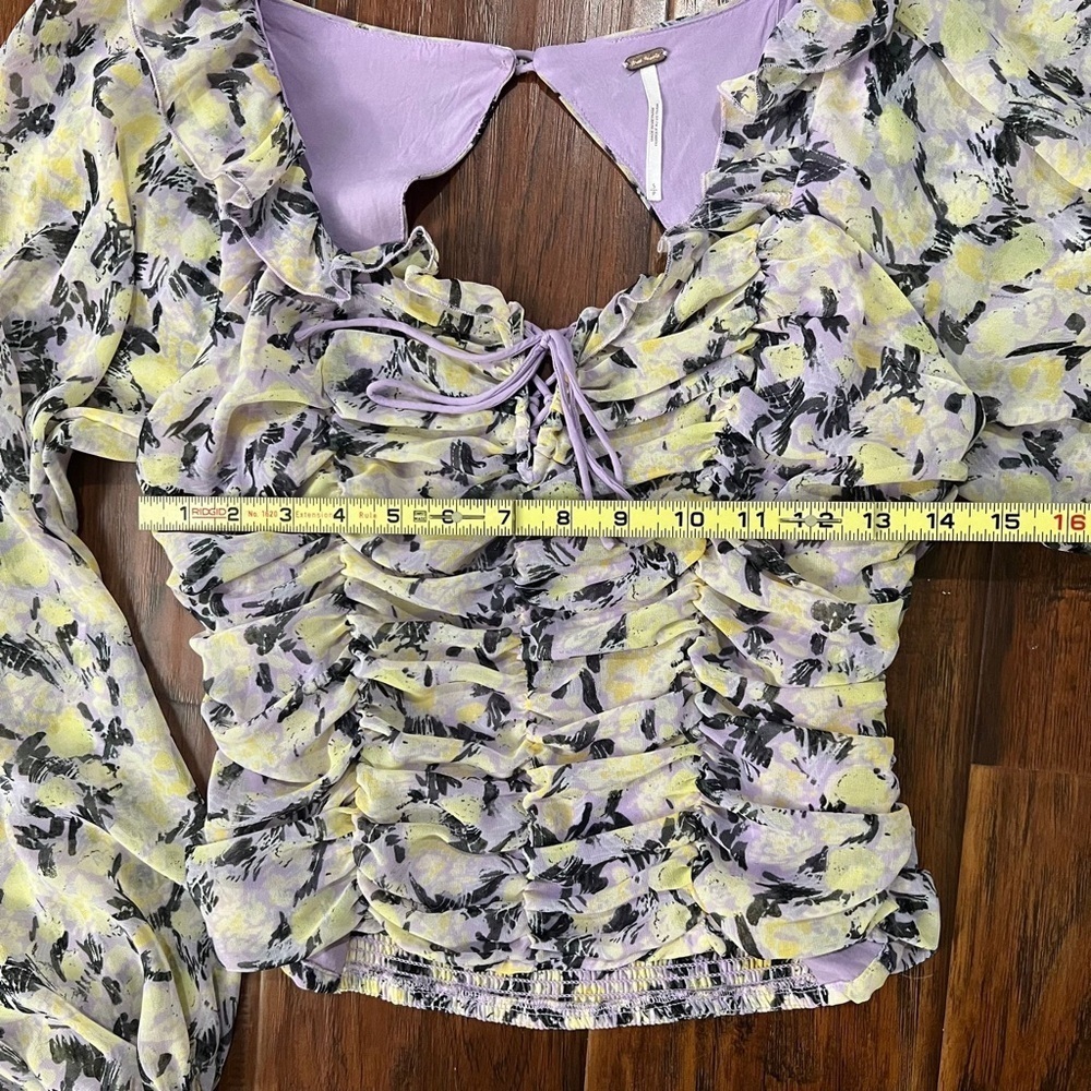 Free People Floral Purple Blouse – Size Small (S) - Picture 7 of 10